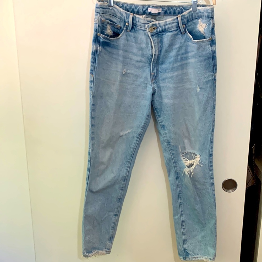 Good American distressed boyfriend jeans